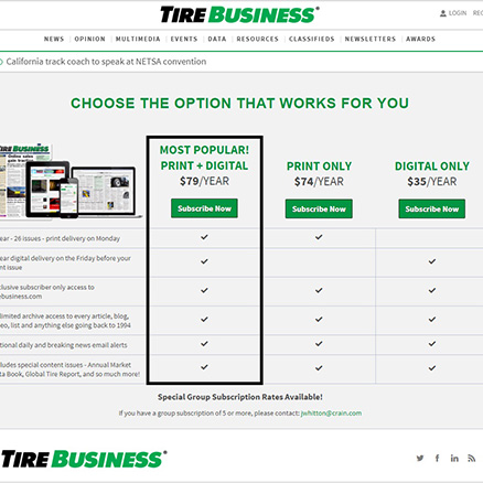 Tire Business Subscribe Page
